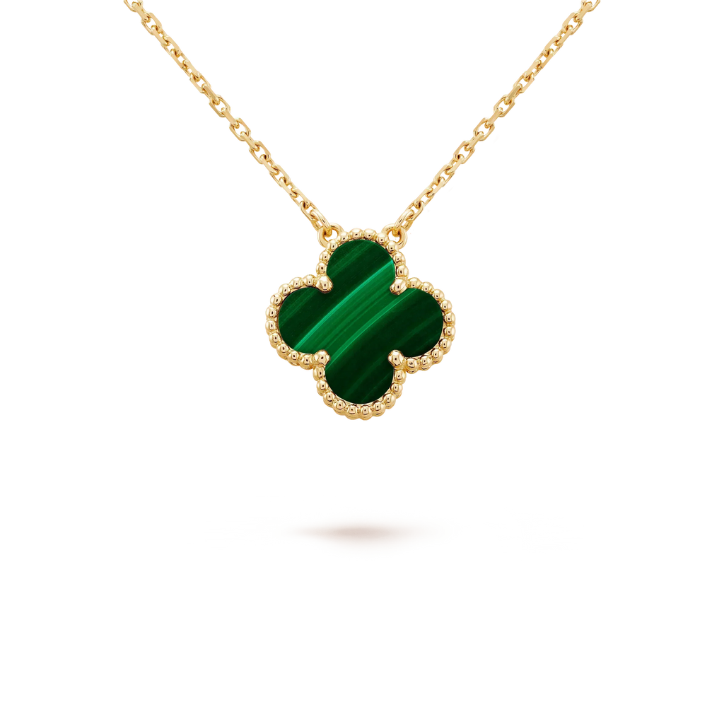 [Marin]CLOVER 15MM MALACHITE SINGLE FLOWER  NECKLACE