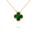[Marin]CLOVER 15MM MALACHITE SINGLE FLOWER  NECKLACE