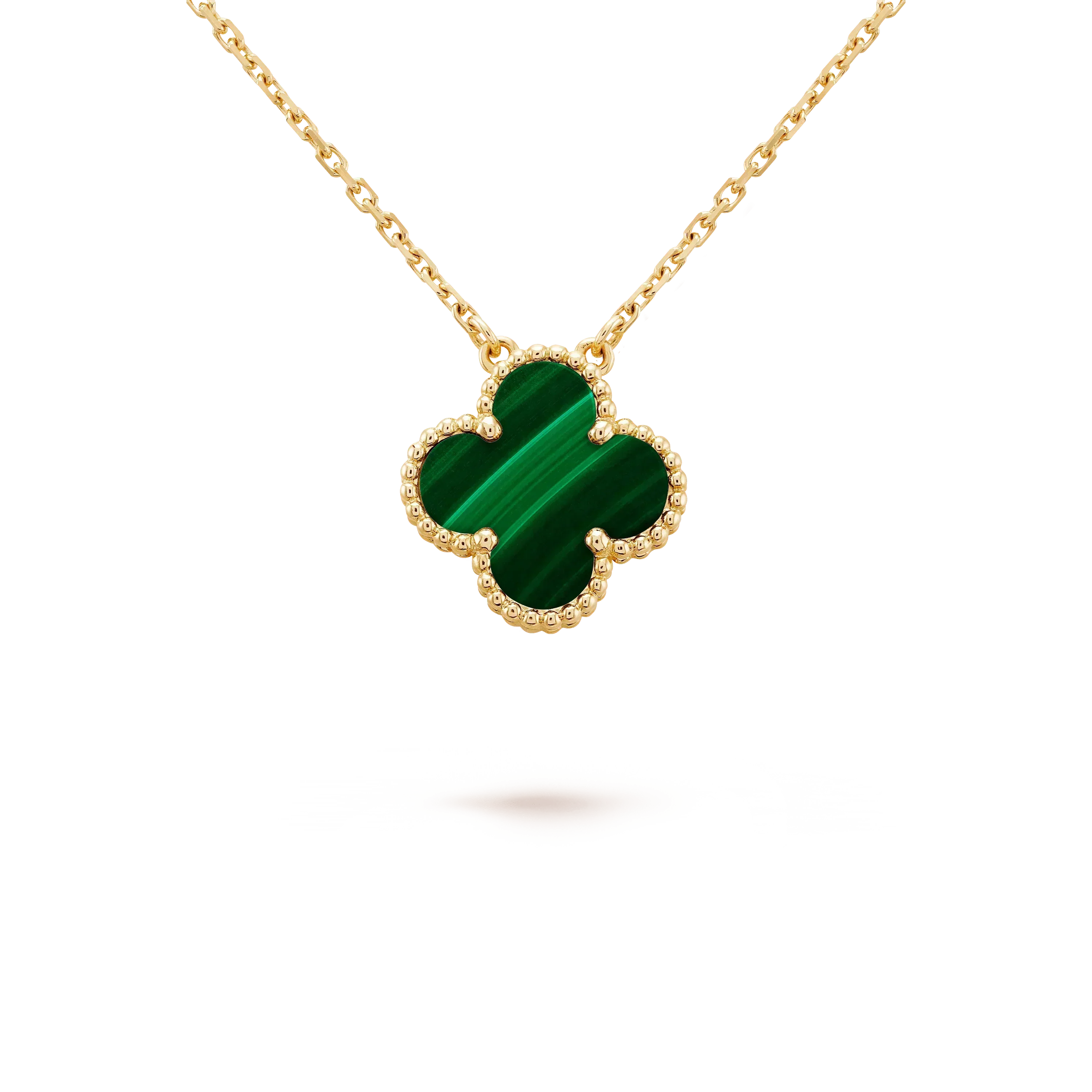 [Marin]CLOVER 15MM MALACHITE SINGLE FLOWER  NECKLACE