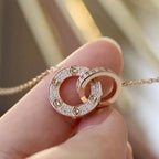 [Marin]COLLIER LOVE 7,6 MM OR ROSE ET ARGENT TOUT DIAMANT