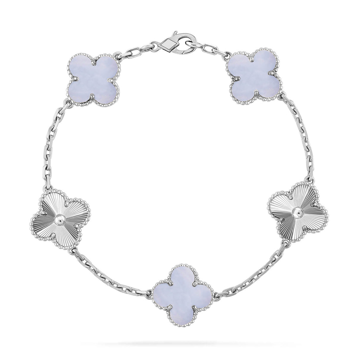 [⭐Shinejoy] CLOVER 5 MOTIF PURPLE CHALCEDONY BRACELET COLLECTION