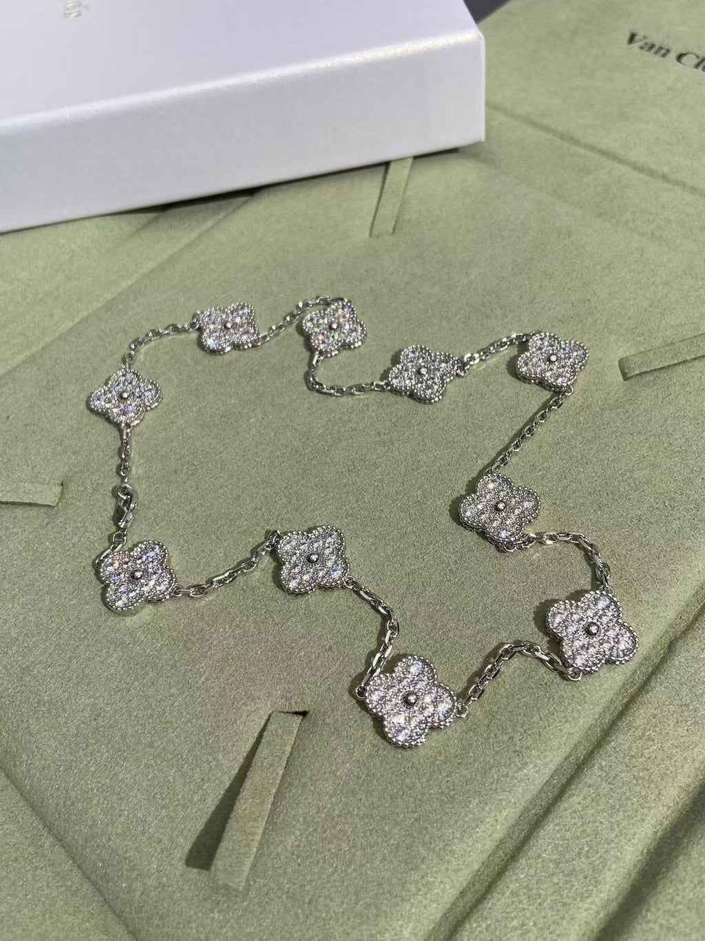 [Marin Jewelry]クローバー10モチーフ フルダイヤモンドネックレス