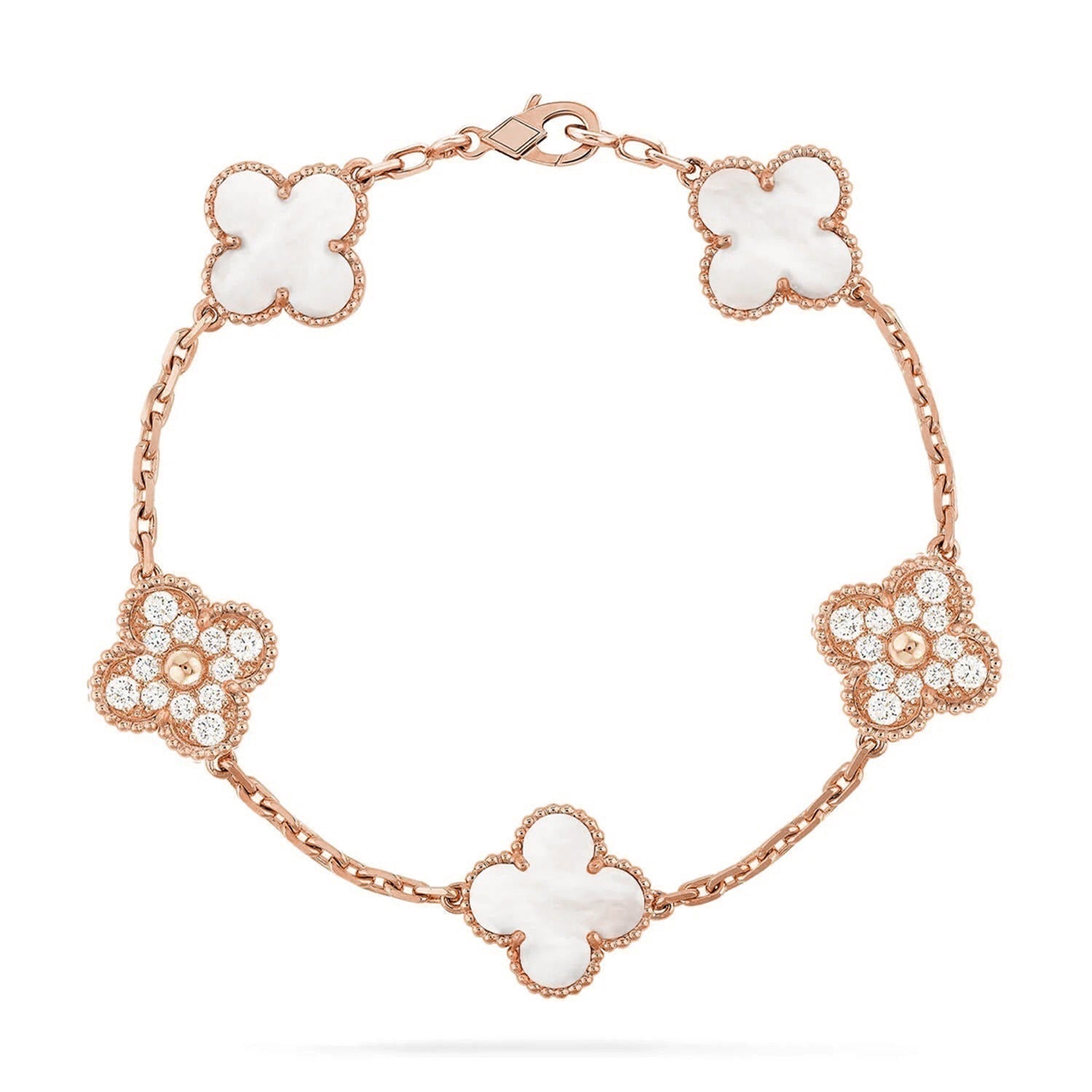 [⭐Shinejoy]CLOVER WHITE PEARL MOP 5 MOTIF BRACELET COLLECTION