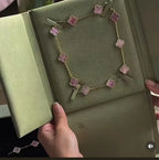[Marin Jewellery] Pink Necklace with Ten Clover Designs