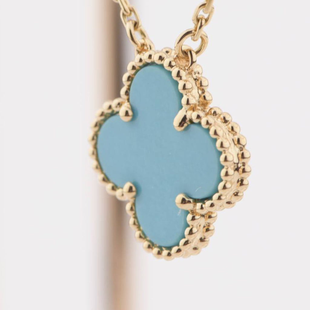 [Marin]CLOVER 15MM VINTAGE TURQUOISE NECKLACE