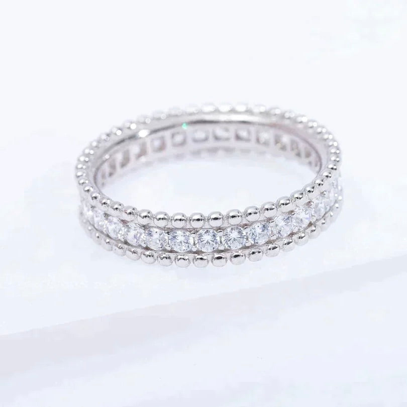 [Marin]BAGUE EN ARGENT SERTIE DE DIAMANTS PERLÉS