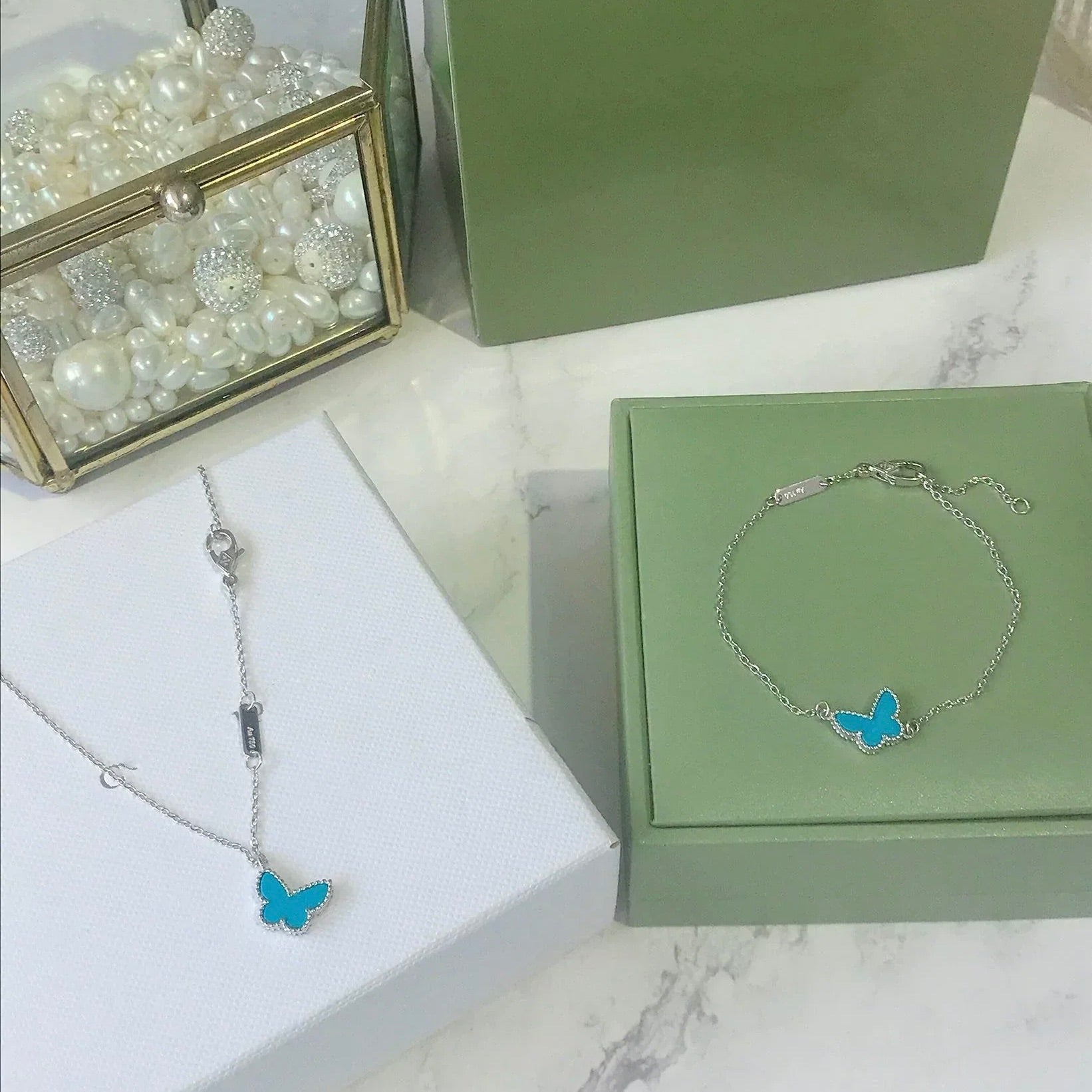 [Marin]BUTTERFLY TURQUOISE BUTTERFLY BRACELET SILVER