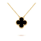 [Marin]CLOVER 15MM BLACK ONYX SINGLE FLOWER NECKLACE