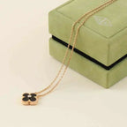 [Marin]CLOVER 15MM DIAMOND ONYX NECKLACE