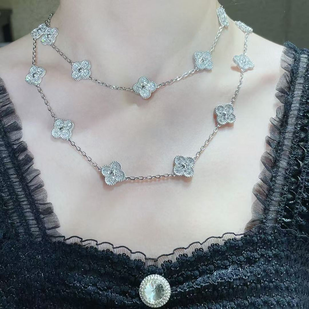 [Marin]CLOVER 20 MOTIFS FULL-DIAMOND NECKLACE