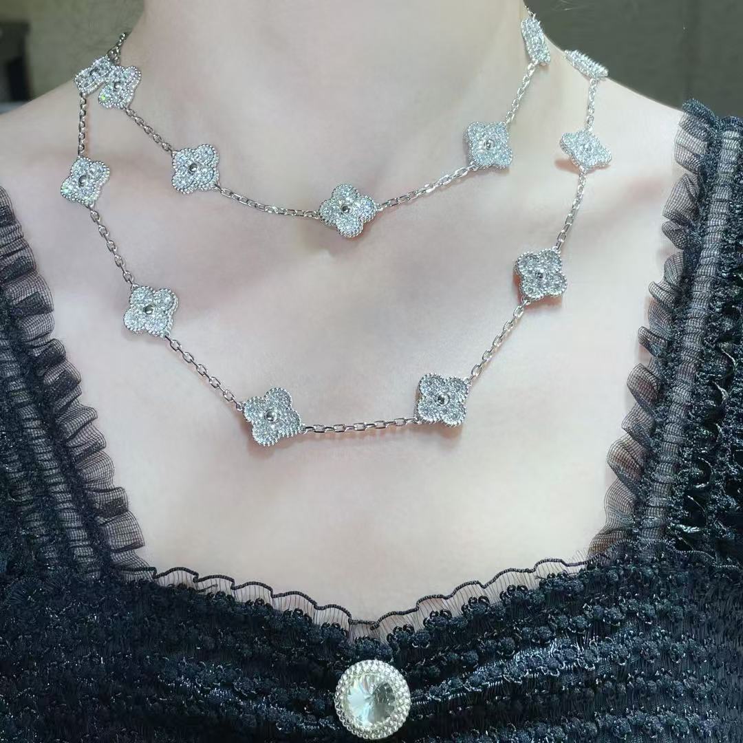 [Marin]CLOVER 20 MOTIFS FULL-DIAMOND NECKLACE