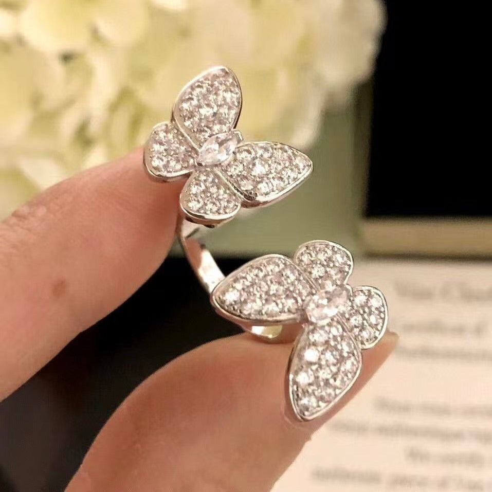 [Marin]TWIN SILVER BUTTERFLY DIAMOND RING