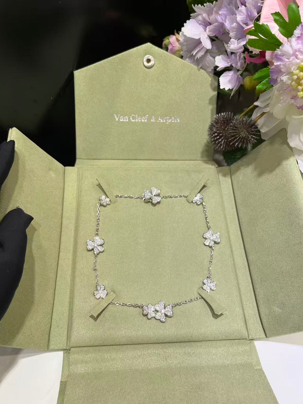 [Marin Jewelry]クローバー10モチーフ フルダイヤモンドネックレス