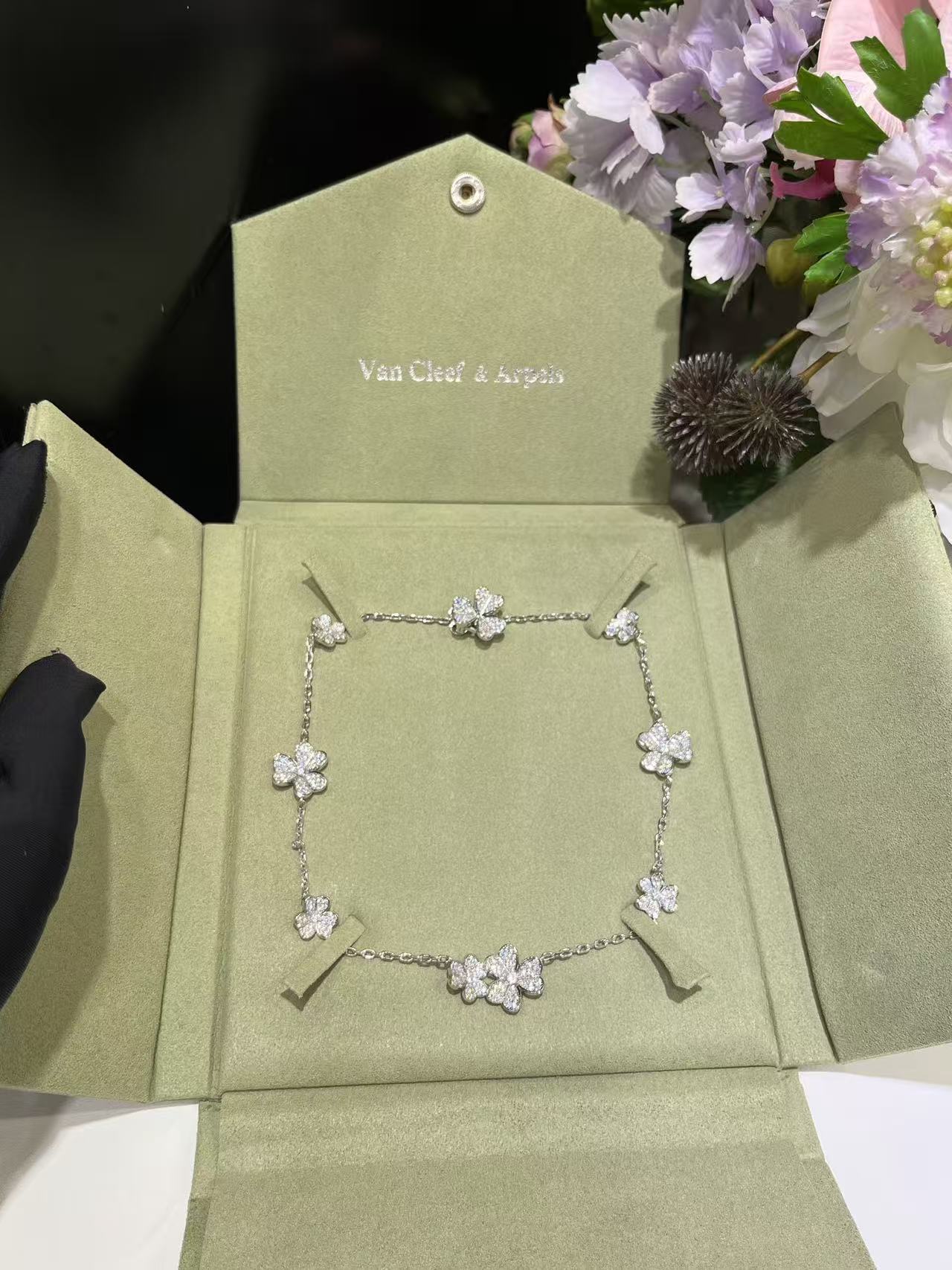 [Marin Jewelry]クローバー10モチーフ フルダイヤモンドネックレス
