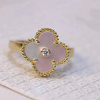 [Marin]ANNEAU DE SERPILLIÈRE ROSE TRÈFLE EN OR ET DIAMANT