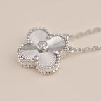 [Marin]CLOVER  15MM DIAMOND LASER NECKLACE SILVER