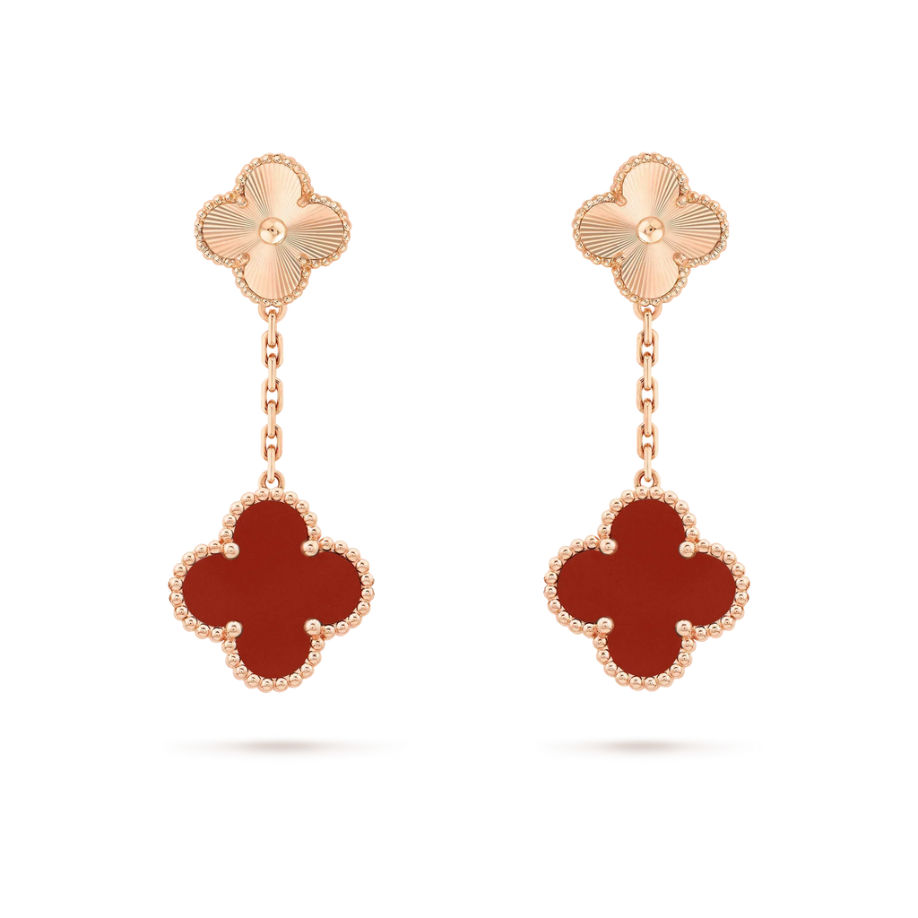 [Marin]CLOVER 2 MOTIF  LASER CARNELIAN EARRINGS