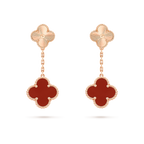 [Marin]CLOVER 2 MOTIF  LASER CARNELIAN EARRINGS
