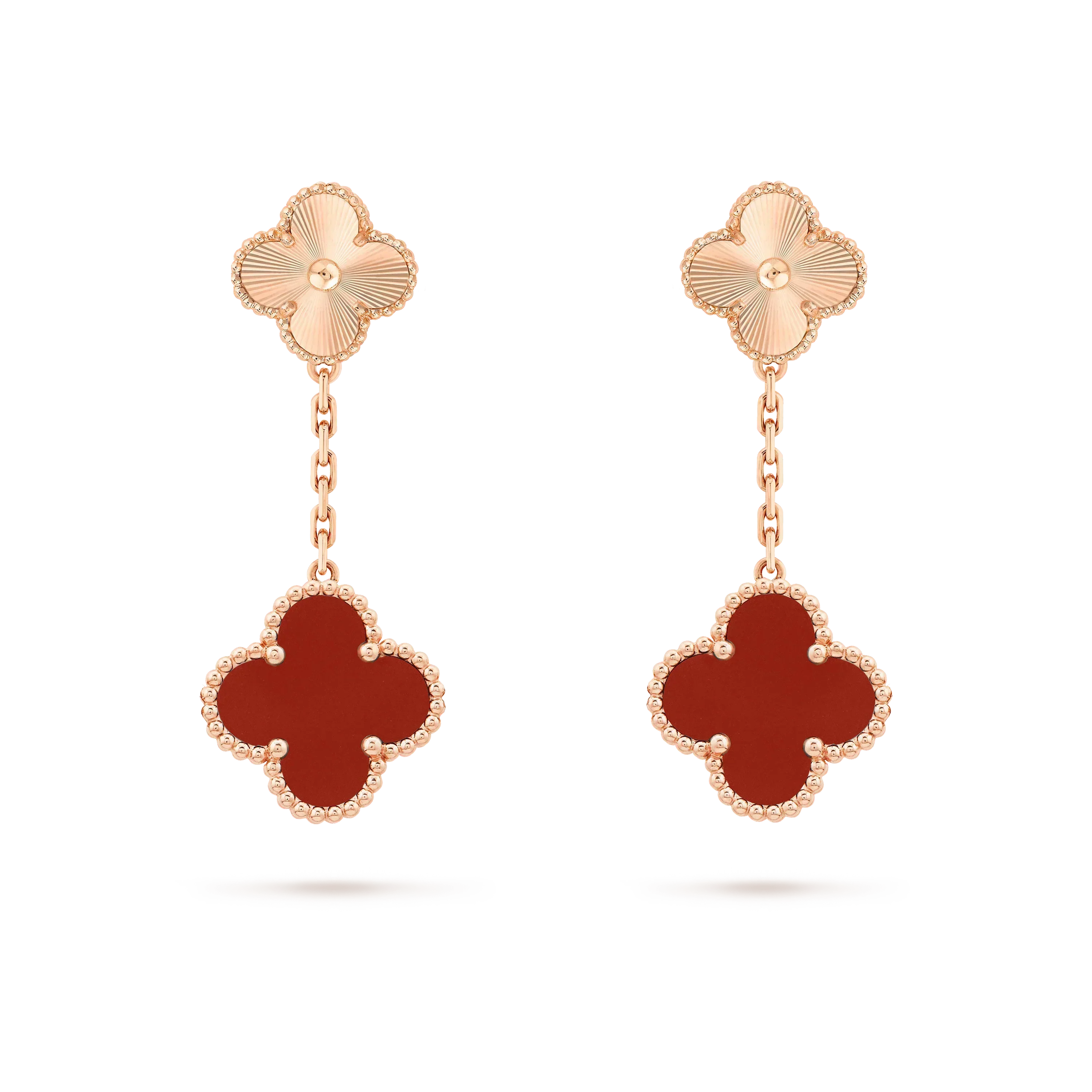 [Marin]CLOVER 2 MOTIF  LASER CARNELIAN EARRINGS