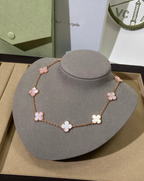 [Marin Jewellery] Pink Necklace with Ten Clover Designs