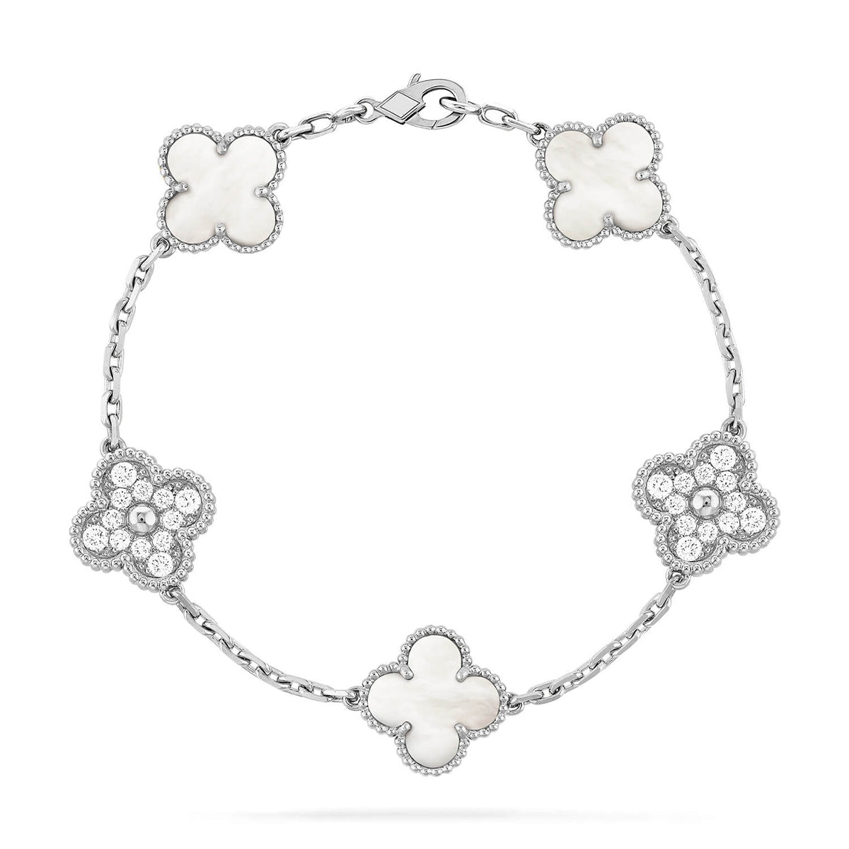 [⭐Shinejoy]CLOVER WHITE PEARL MOP 5 MOTIF BRACELET COLLECTION