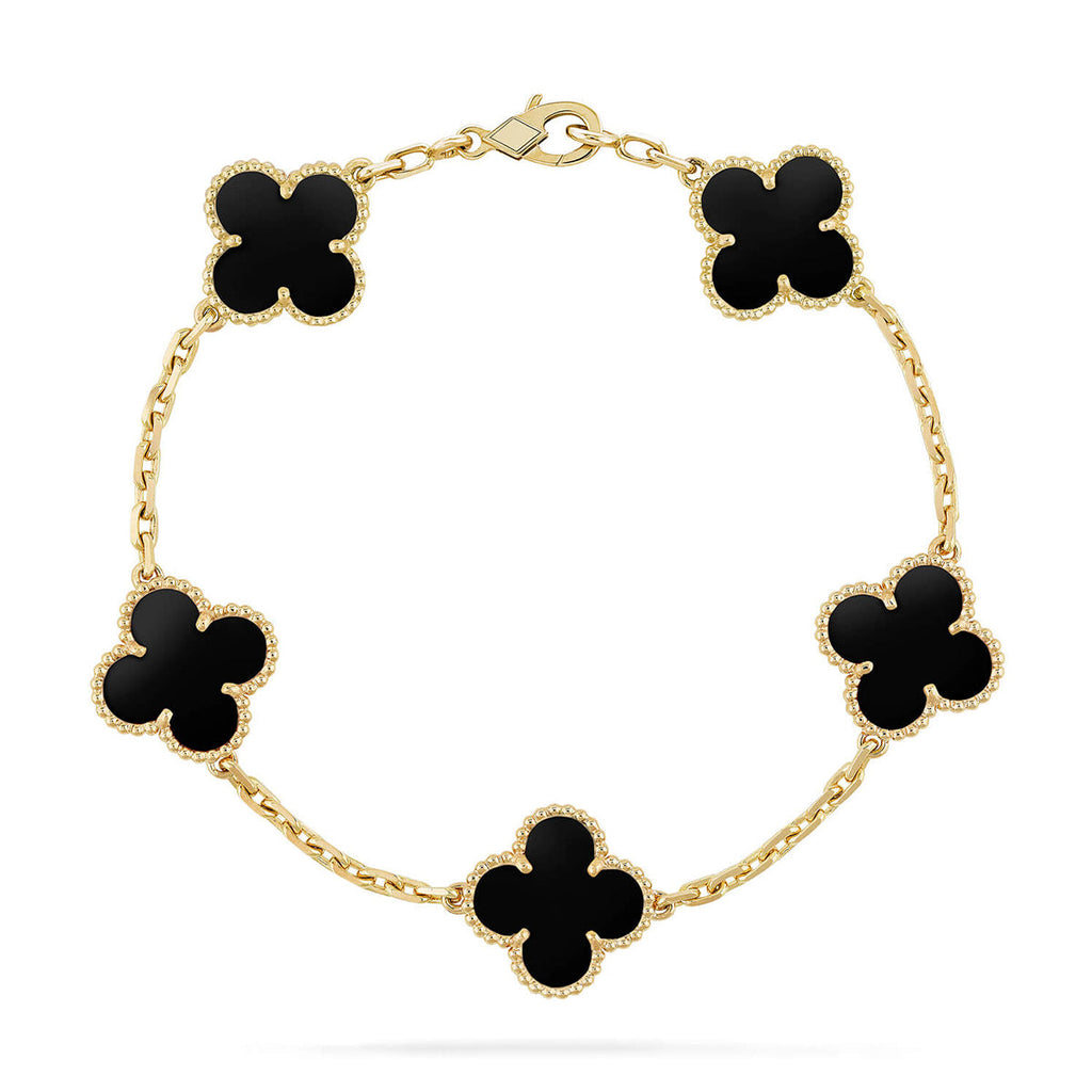 [⭐Shinejoy] COLLECTION DE BRACELETS CLOVER 5 MOTIFS ONYX