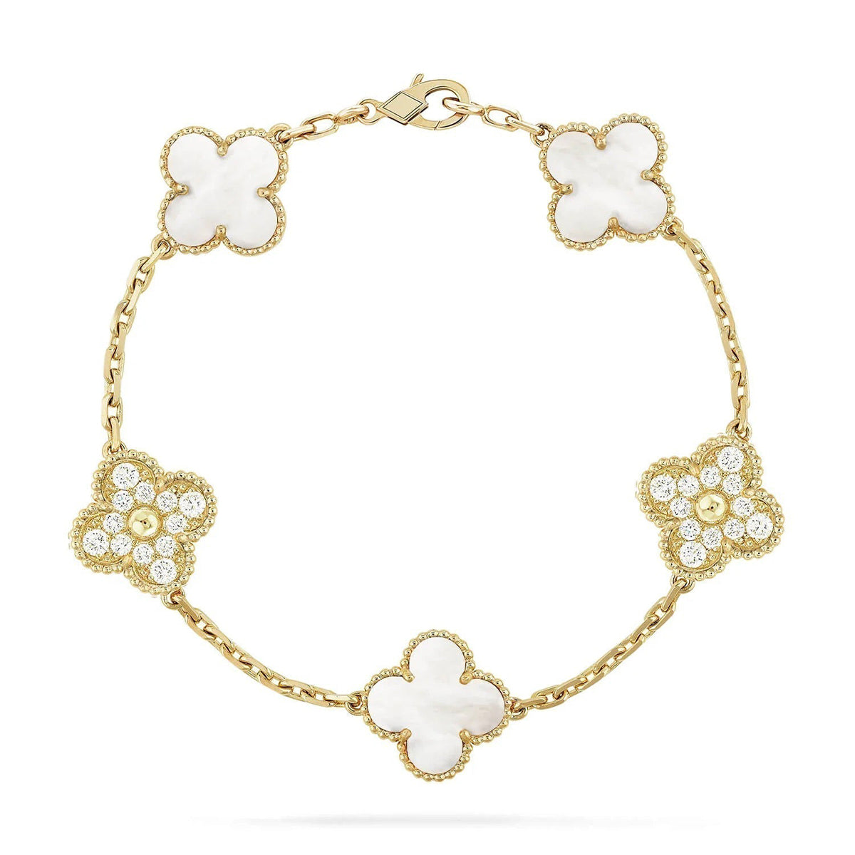 [⭐Shinejoy]CLOVER WHITE PEARL MOP 5 MOTIF BRACELET COLLECTION