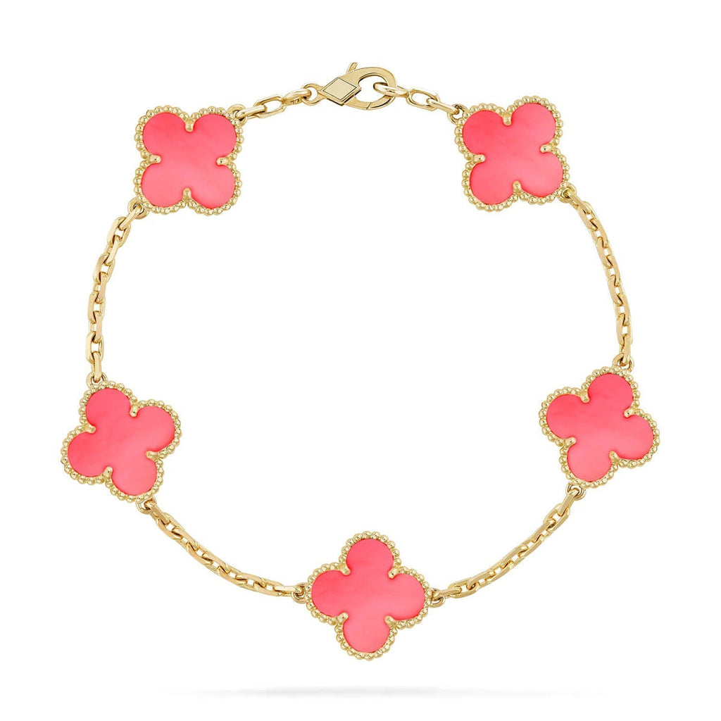 [⭐Shinejoy] BRACELET TRÈFLE À 5 MOTIFS EN NACRE ROSE COLLECTION