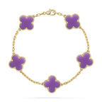 [⭐Shinejoy]BRACELET CLOVER 5 MOTIFS VIOLET CLAIR COLLECTION