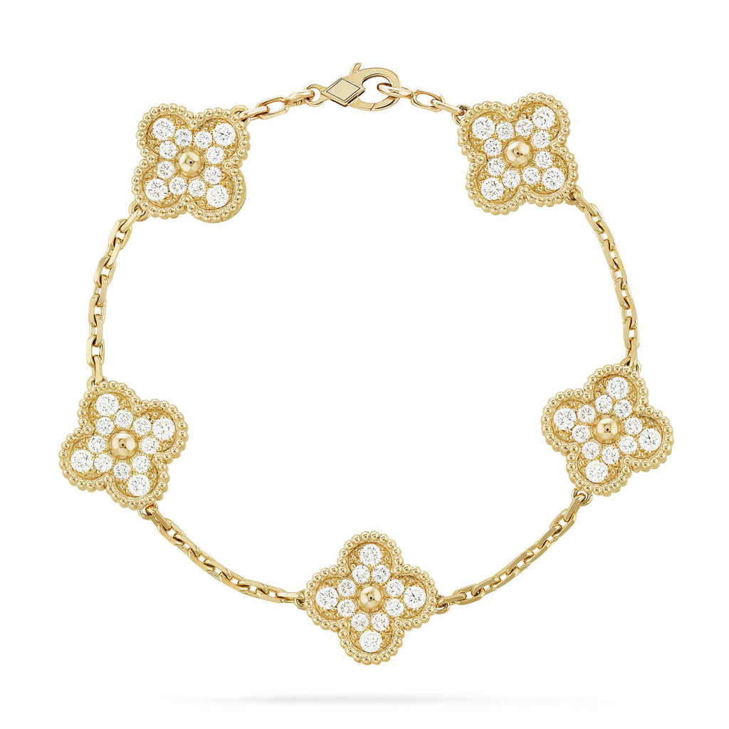 [⭐Shinejoy] CLOVER 5 MOTIF FULL DIAMOND BRACELET COLLECTION