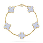 [⭐Shinejoy] CLOVER 5 MOTIF PURPLE CHALCEDONY BRACELET COLLECTION