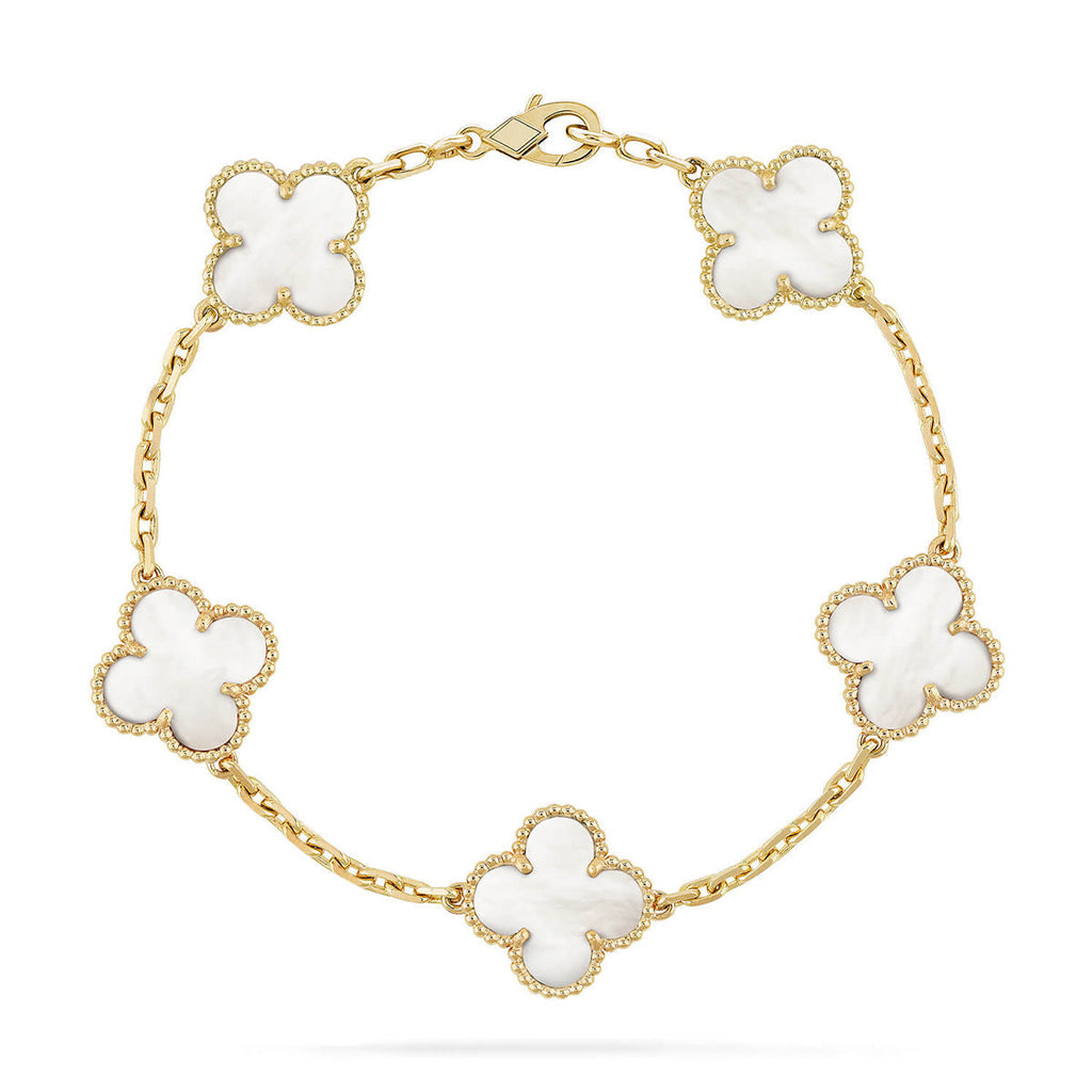 [⭐Shinejoy]CLOVER WHITE PEARL MOP BRACELET 5 MOTIFS COLLECTION