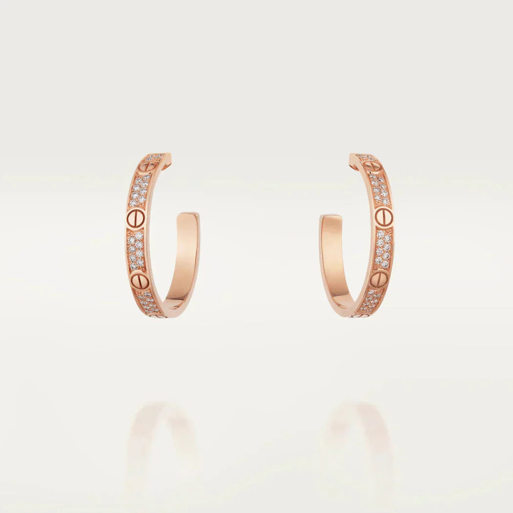 [Marin]LOVE DIAMOND PINK GOLD HOOP EARRINGS