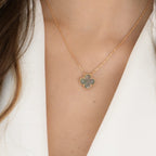[Marin]COLLIER TRÈFLE 15 MM NACRE GRISE
