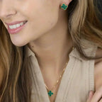 [Marin]CLOVER MINI 9.5MM MALACHITE  EARRINGS