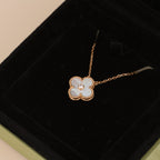 [Marin]COLLIER CLOVER FRITILLAIRE BLANCHE DIAMANT 15MM