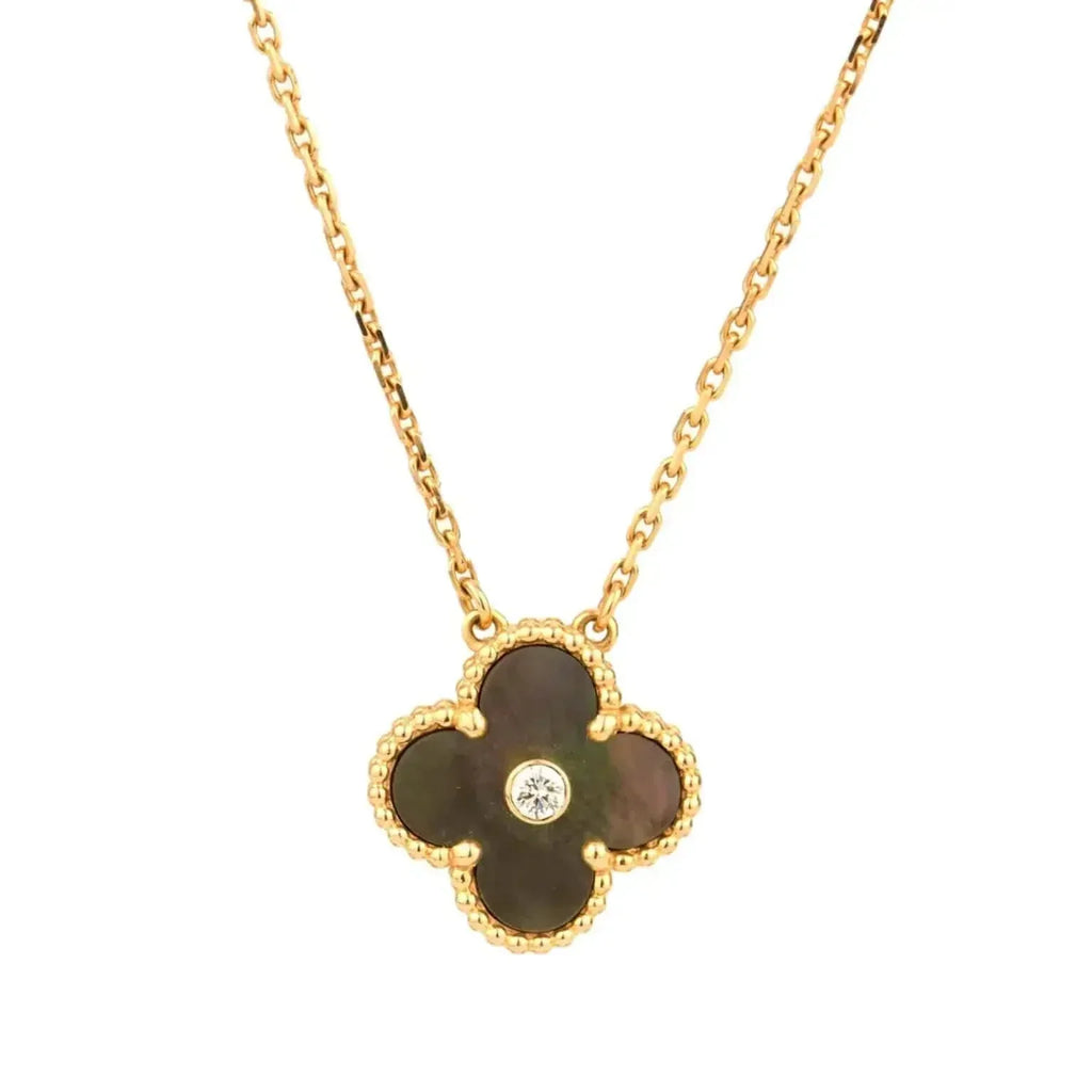 [Marin]CLOVER 15MM DIAMOND AND MOTHER-OF-GREY NECKLACE