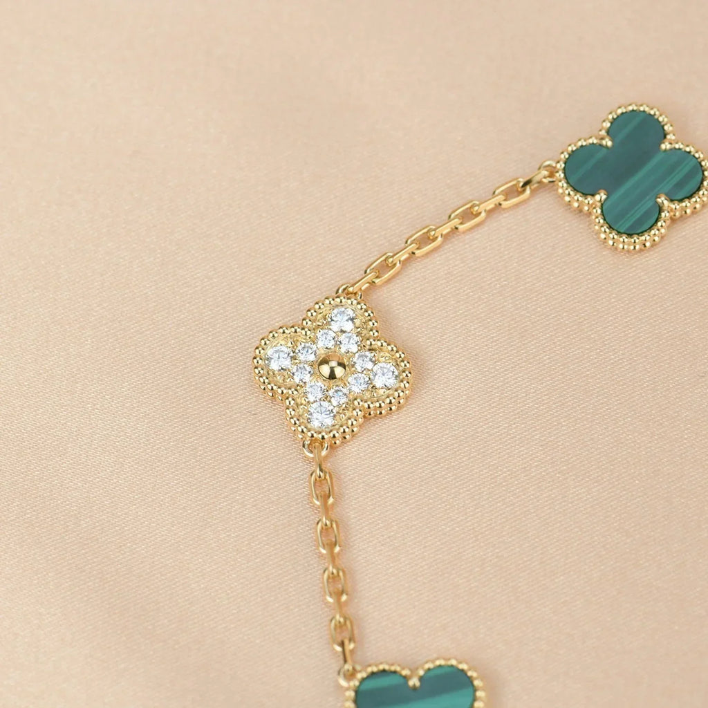 [⭐Shinejoy] CLOVER 5 MOTIF MALACHITE BRACELET COLLECTION