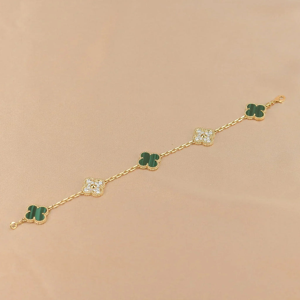 [⭐Shinejoy] CLOVER 5 MOTIF MALACHITE BRACELET COLLECTION