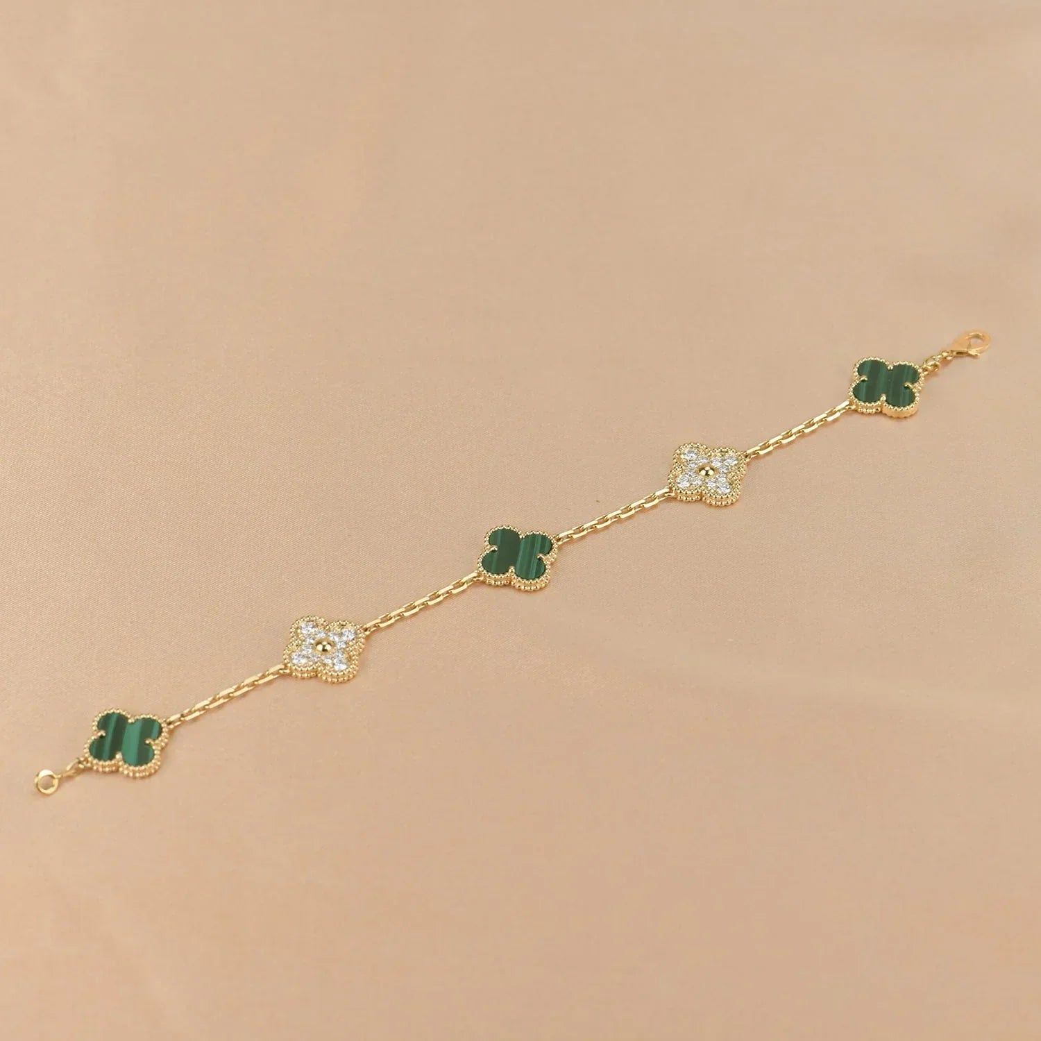 [⭐Shinejoy] CLOVER 5 MOTIF MALACHITE BRACELET COLLECTION