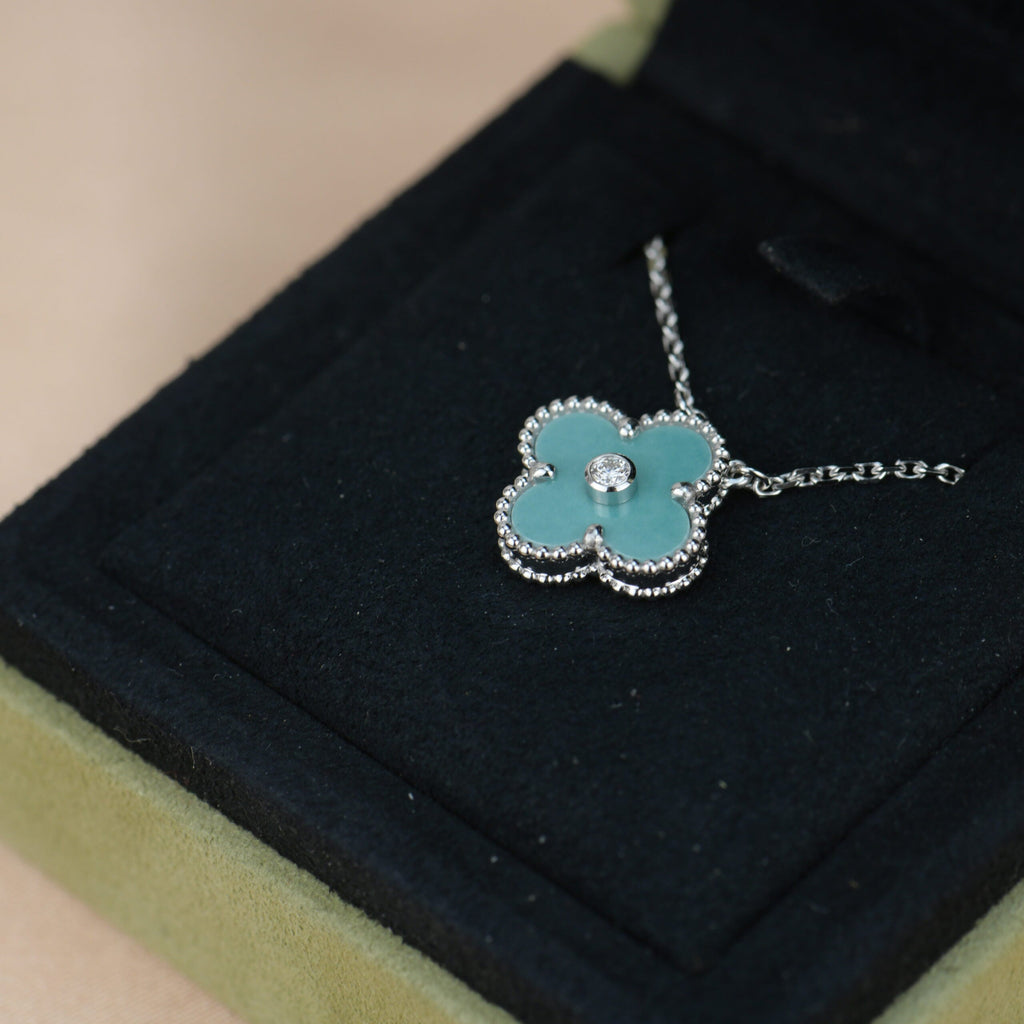 [Marin]COLLIER CLOVER 15MM DIAMOND PORCELAINE SVRES ARGENT