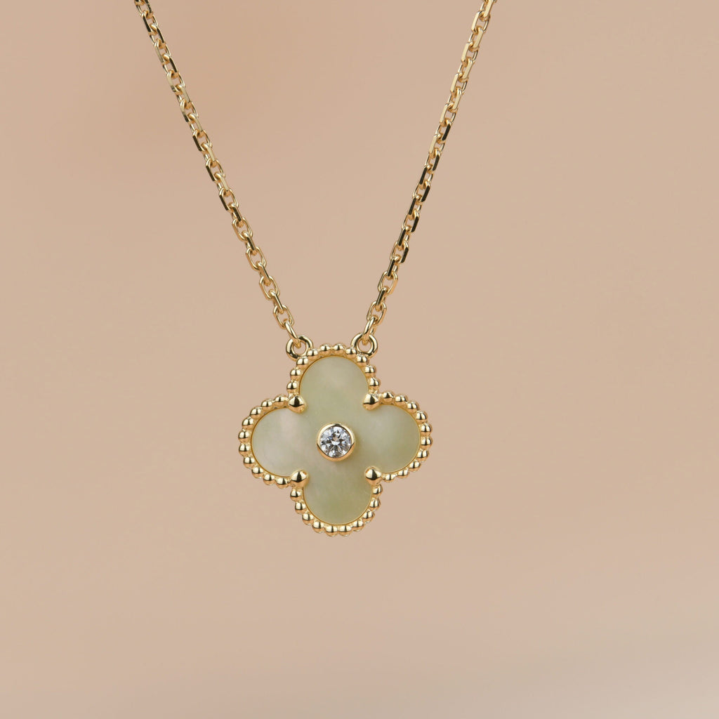 [Marin]CLOVER 15MM DIAMOND GOLD MOTHER OF PEARL NECKLACE