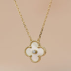[Marin]CLOVER 15MM DIAMOND GOLD MOTHER OF PEARL NECKLACE