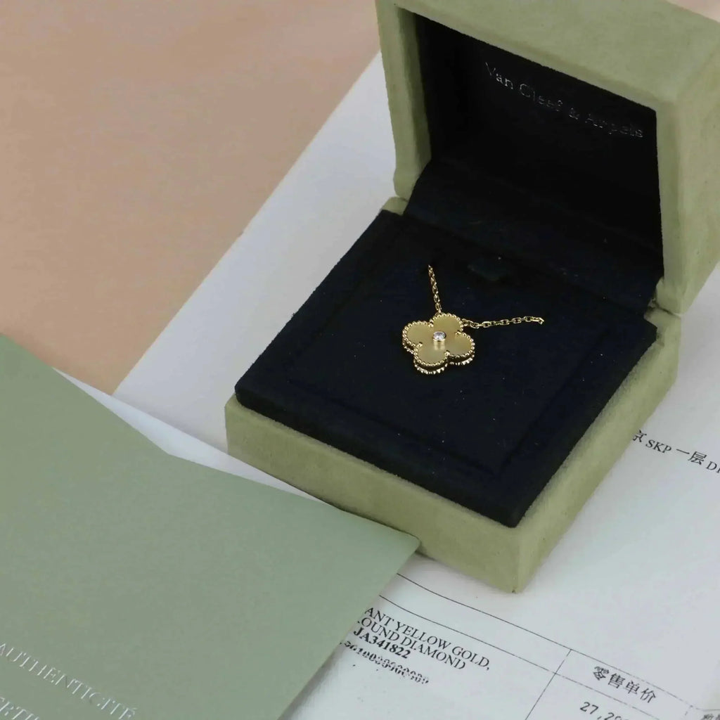 [Marin]CLOVER 15MM DIAMOND GOLD MOTHER OF PEARL NECKLACE