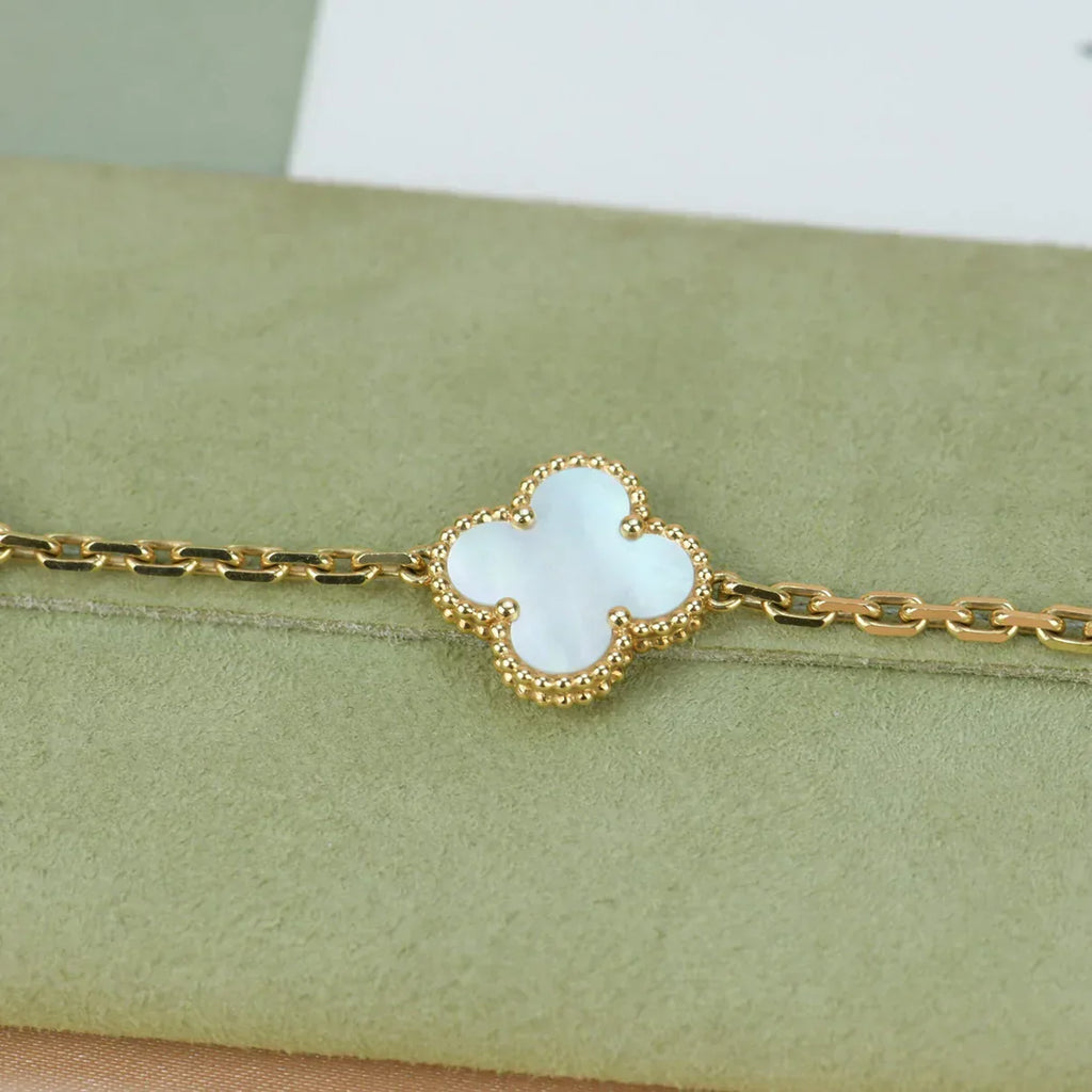 [⭐Shinejoy]CLOVER WHITE PEARL MOP BRACELET 5 MOTIFS COLLECTION