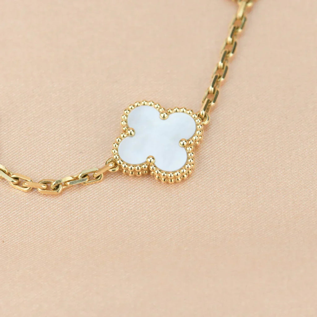 [⭐Shinejoy]CLOVER WHITE PEARL MOP BRACELET 5 MOTIFS COLLECTION