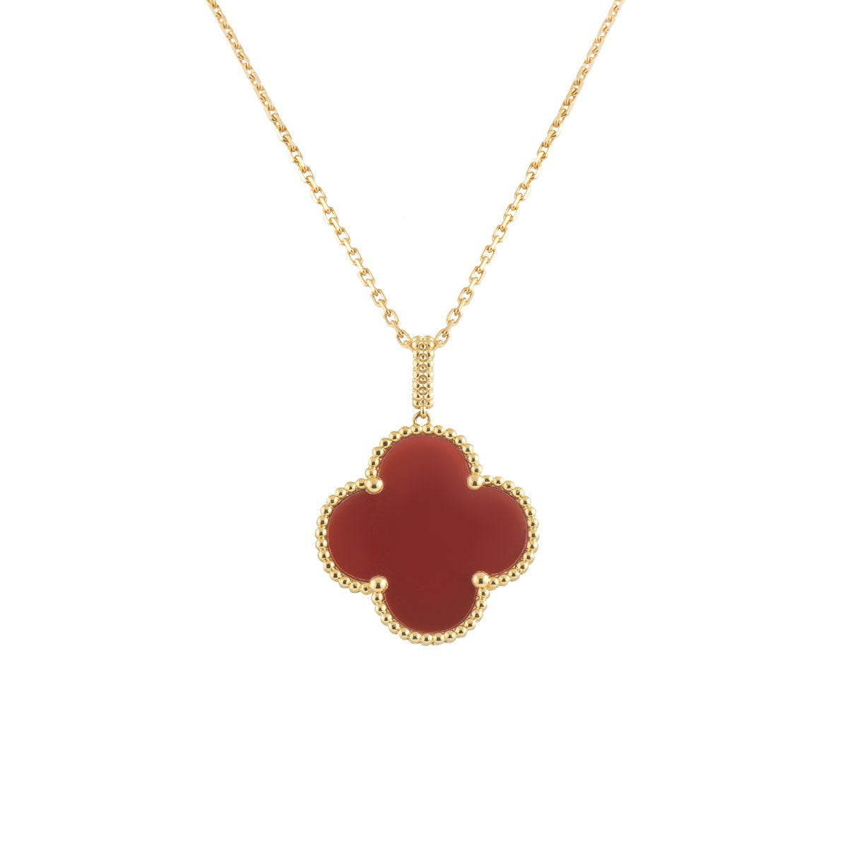 [Marin]CLOVER 25MM NECKLACE GOLD CARNELIAN
