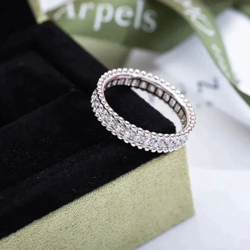 [Marin]BAGUE EN ARGENT SERTIE DE DIAMANTS PERLÉS
