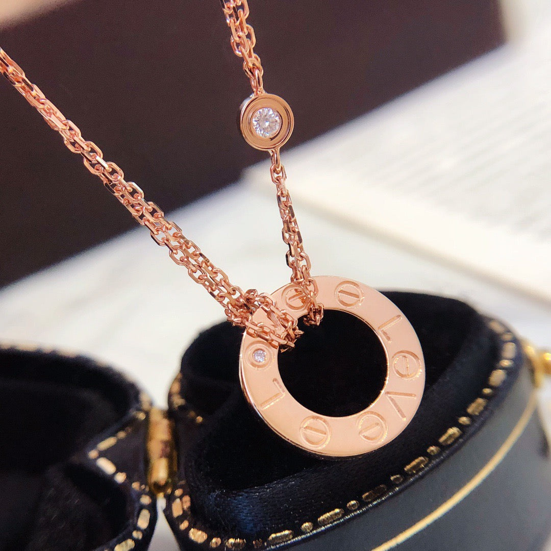 [Marin]LOVE NECKLACE 16MM 2 DIAMONDS