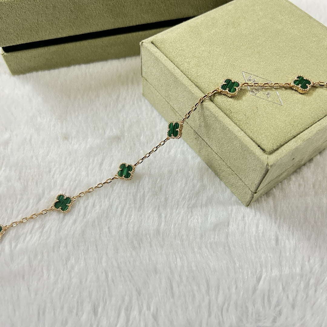 [Marin]CLOVER 6 MOTIF MALACHITE BRACELET-w